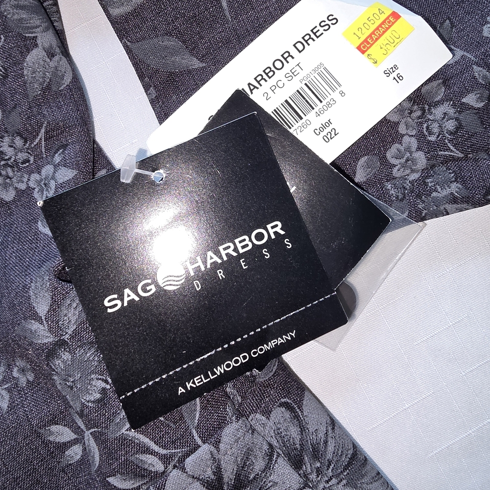 Sag Harbor Floral Gray Blazer Office Party Business NWT Sz 16 - Picture 4 of 9